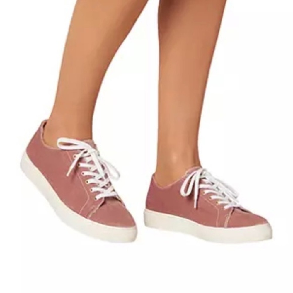 LK Bennett Pink Canvas Lace-Up Sneakers